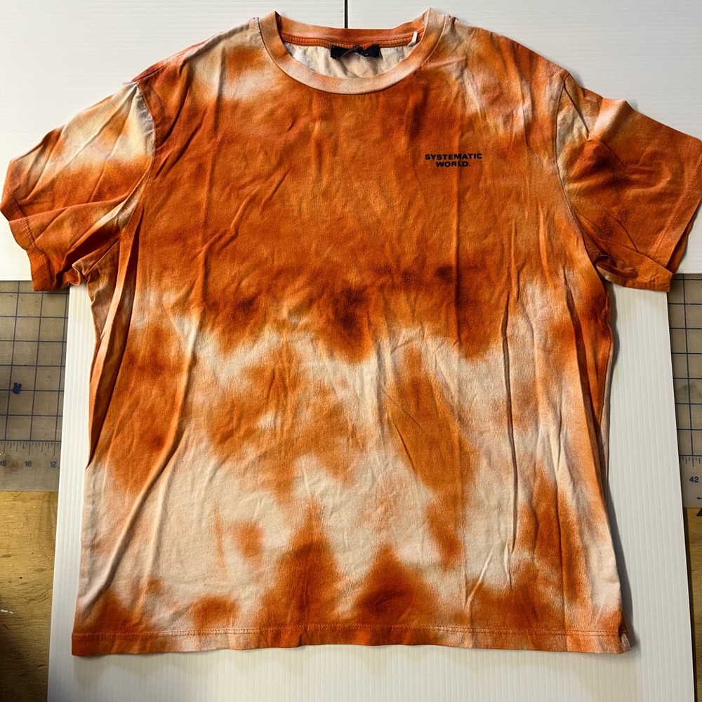 Bershka Mens small Orange, tie-dye, Short Sleeve, Tee Shirt